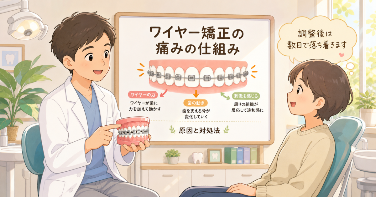 ワイヤー矯正の痛みはなぜ起こる？原因と対処法を歯科医師が解説