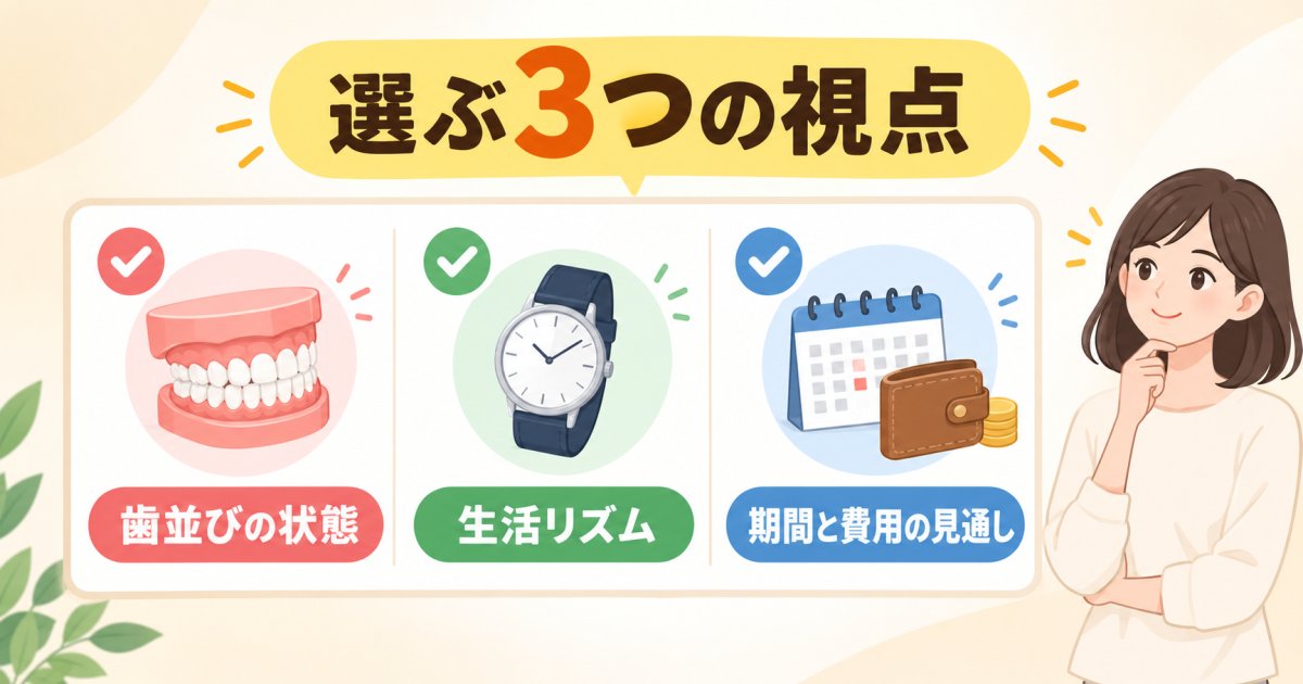 あなたに向いているのはどっち？歯並びの状態と生活習慣から選ぶ判断基準